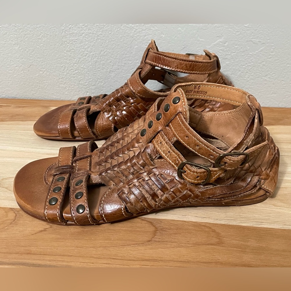 Bed Stu Claire III Tan/Brown Woven Gladiator Sandals size 6 - Picture 4 of 9